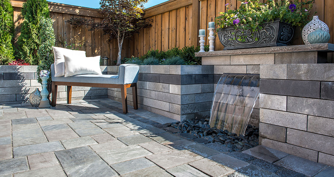 Water feature and outdoor living in Franklin Lakes, NJ