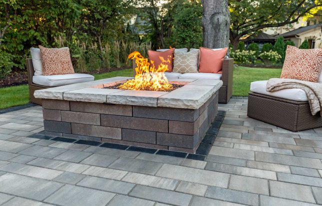 Unilock Patio with Outdoor Fire Pit