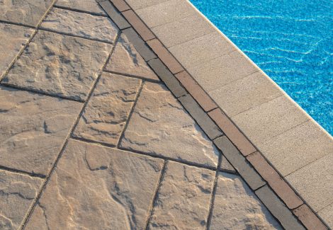 Close up of Pool Deck Boarders and Pool Coping