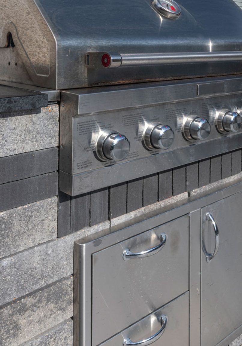 Close up of Outdoor Kitchen Island with Built in Grill