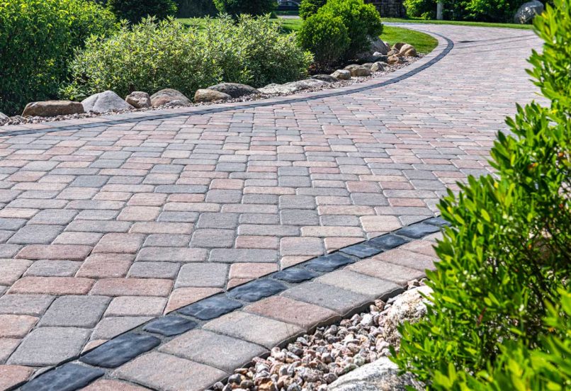 Close up of Curvy Paver Walkway with Boarders