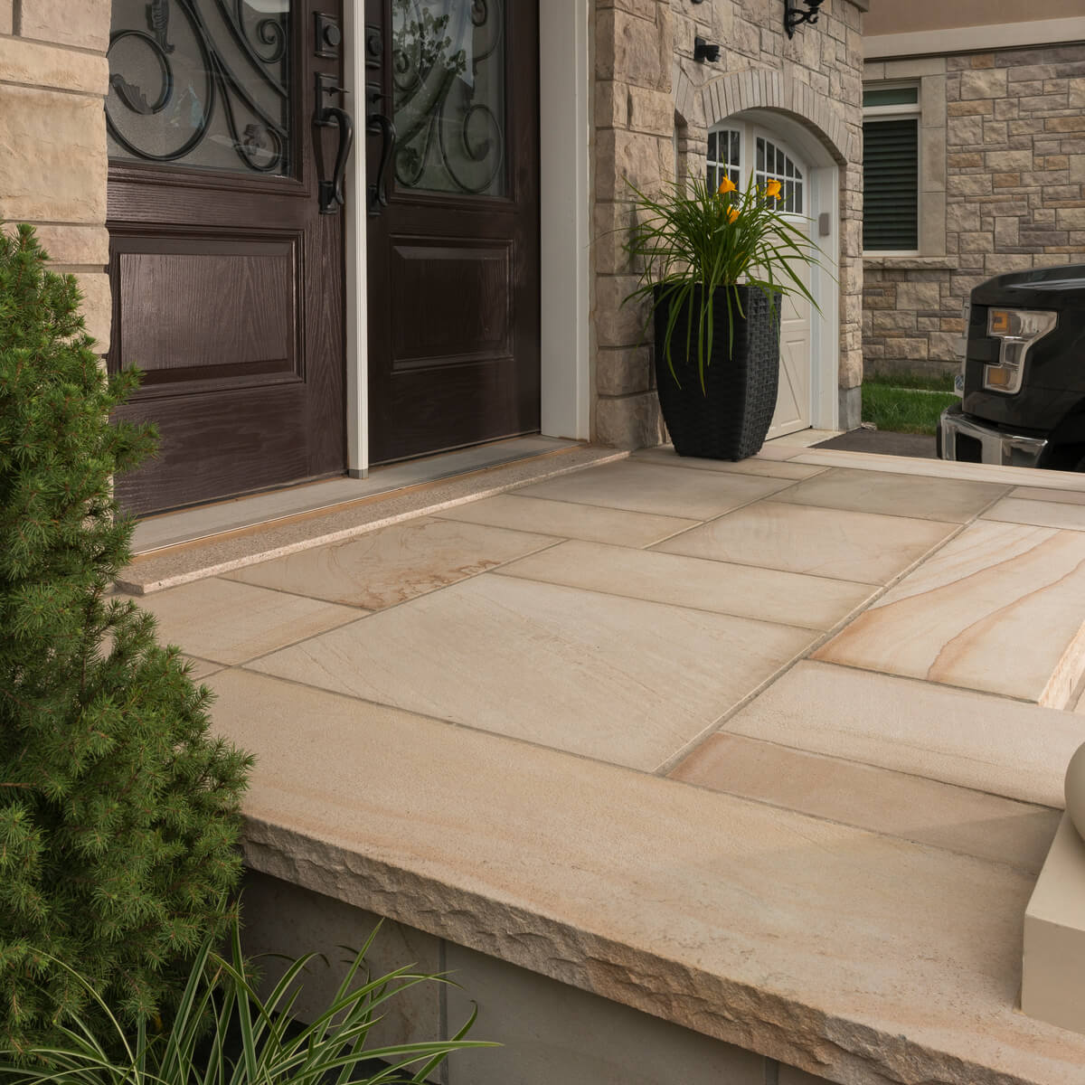 Close up of Unilock Natural Stone Front Entrance Space