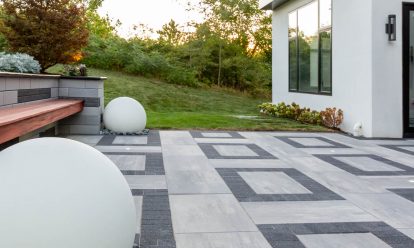 Modern backyard paver patio