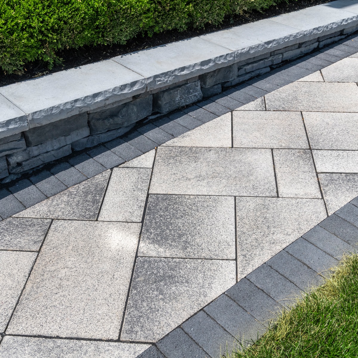 Umbriano walkway pavers laid in an angled pattern.
