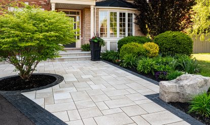 Umbriano front entrance paver walkway and steps