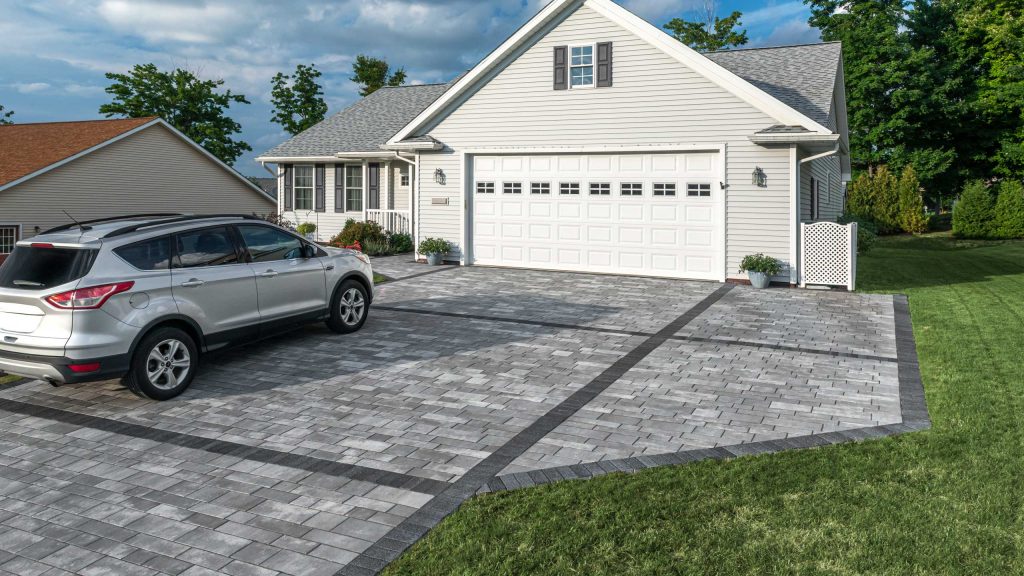 Contemporary Artline Linear Plank Paver Driveway Unilock