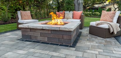 Unilock Patio with Outdoor Fire Pit