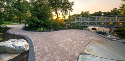 Curved Unilock Interlocking Walkway with Boarders