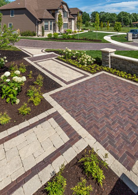 Close up of Front Entrance Walkway through Garden with Contrasting Boarders