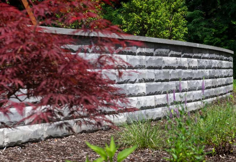 Close up of Unilock Retaining Wall