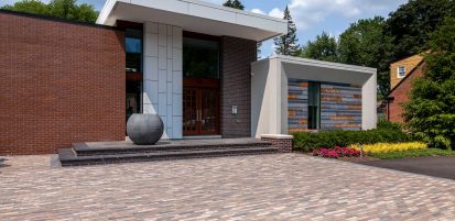 Modern Front Entrance with Unilock Pavers