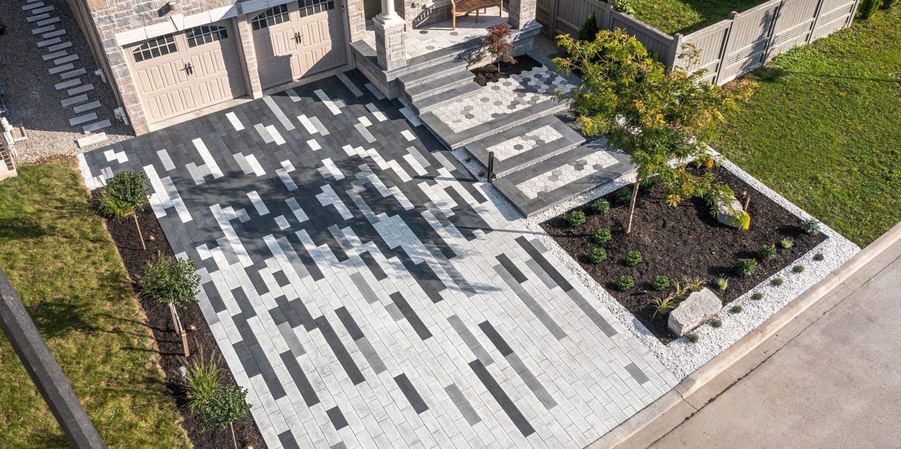 Modern Grey Paver Driveway Unilock