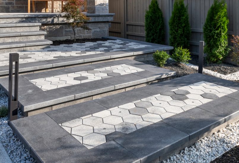 Front Enatrace Steps with Unique Paver Design