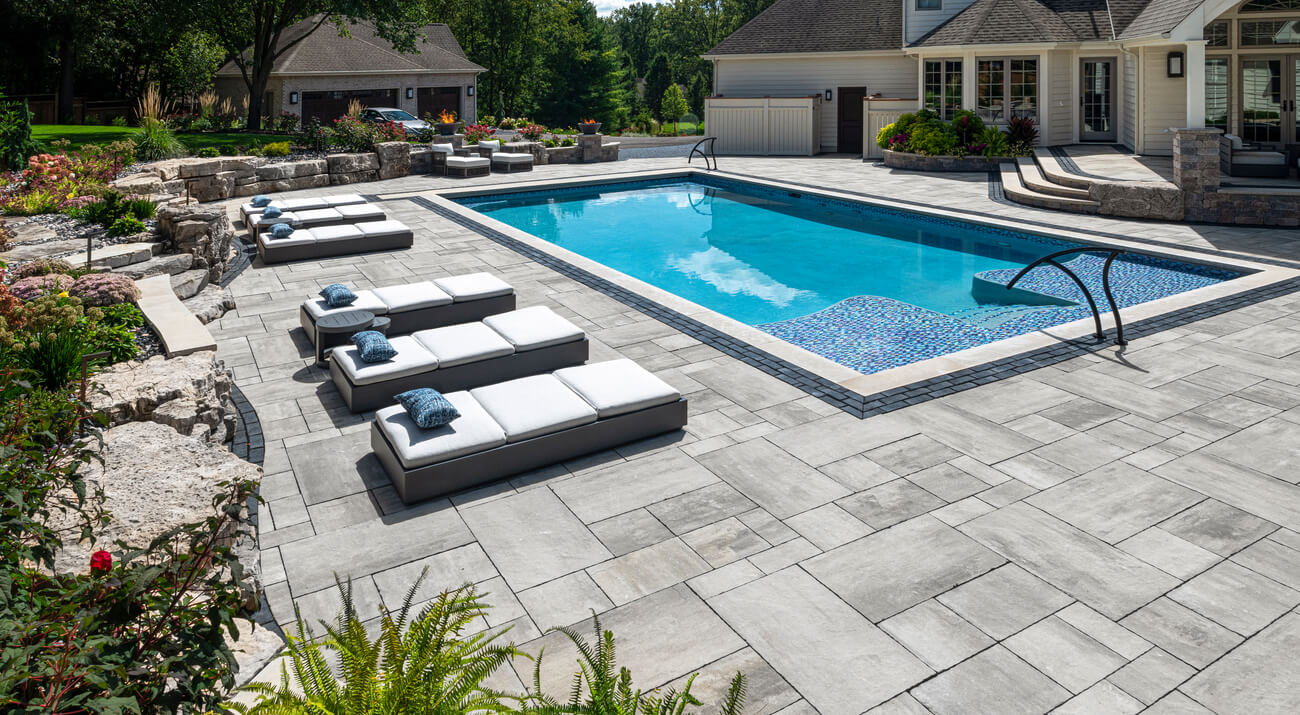 Sleek Gray Pool Deck | Unilock