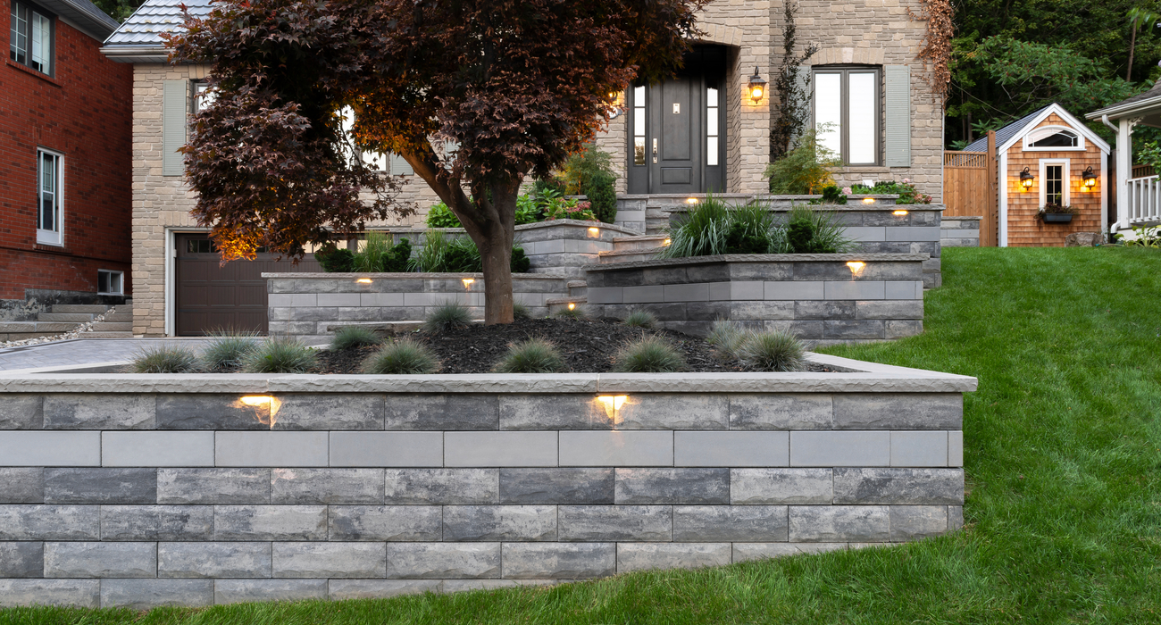 Retaining garden wall at front of the house