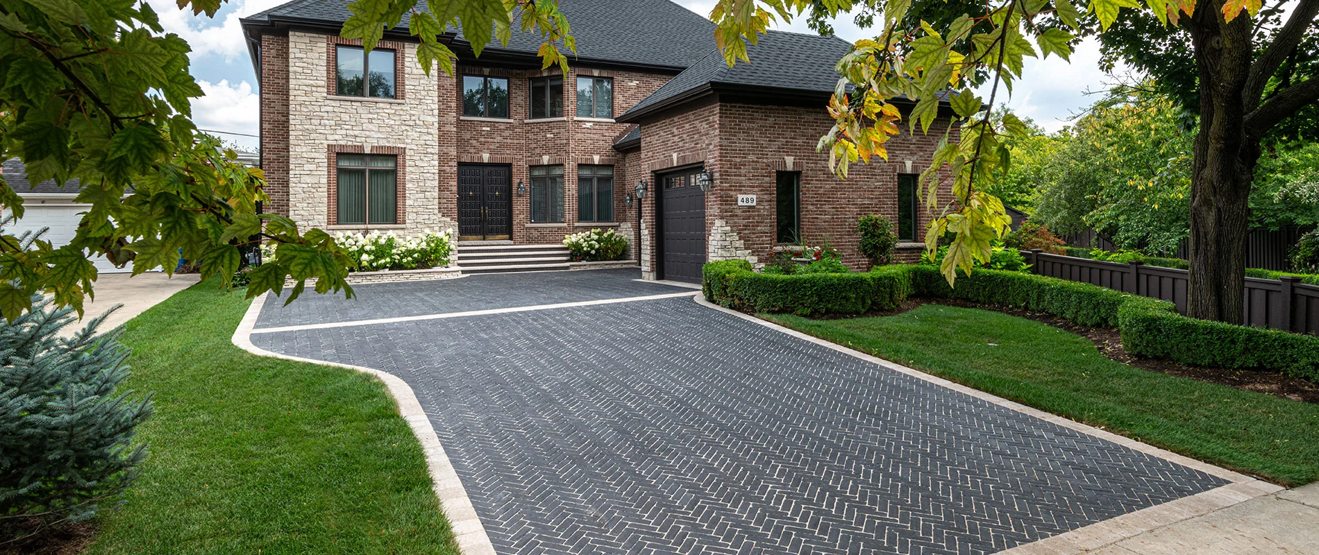 Paver driveway with edging