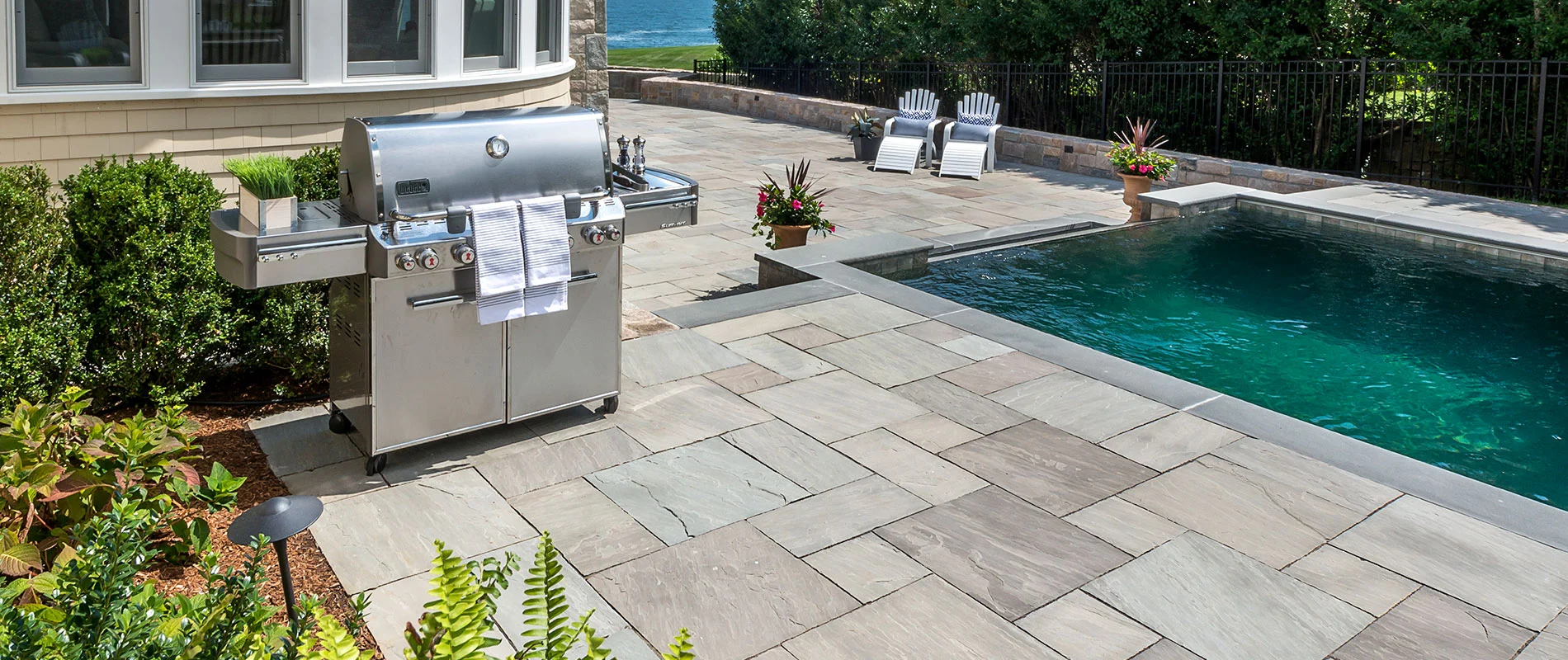 Natural Stone paver patio and pool deck