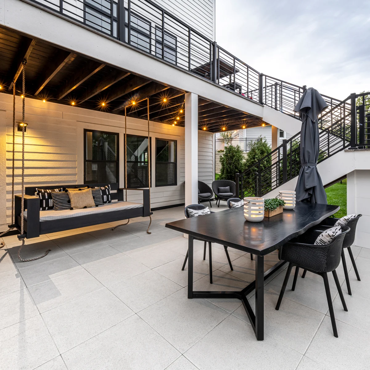 Natural Stone backyard patio with hardscaping