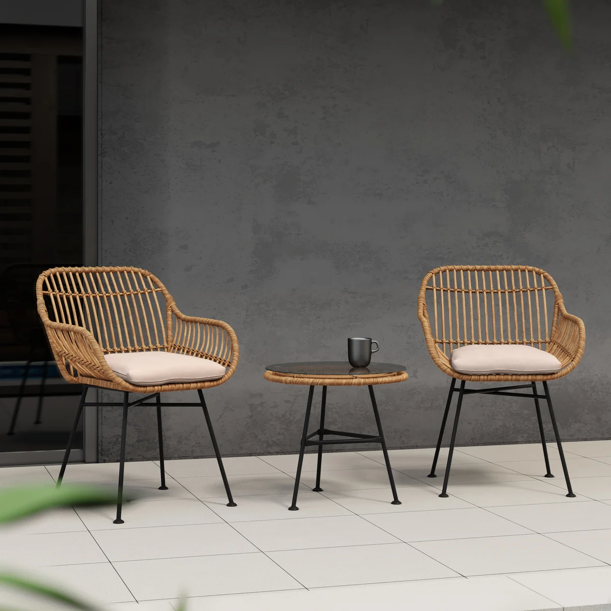 Natural Stone patio with chairs
