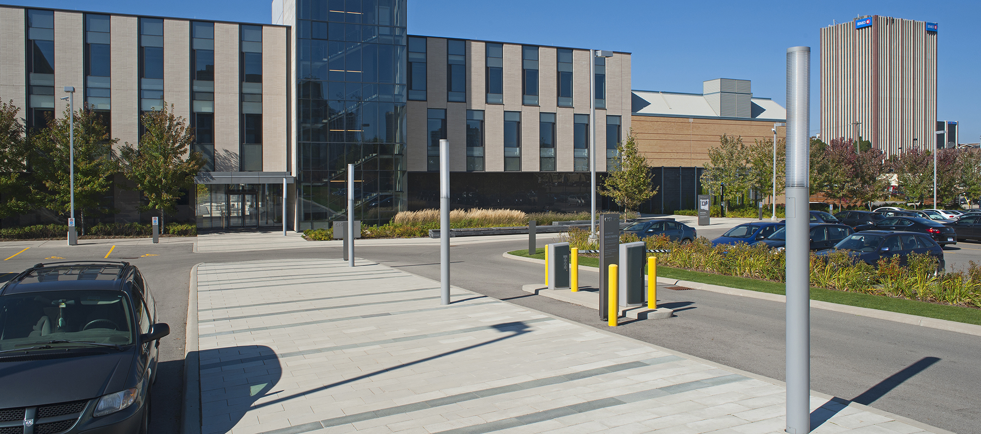 Umbriano pavers are used for the walkway leading to CIGI Campus, surrounded by an active parking lot.